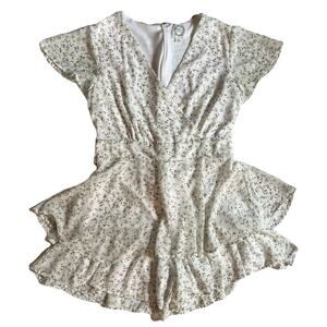 Blue Rain Alura Floral Tiered Romper Women's S V Neck Flouncy Tie back Summer